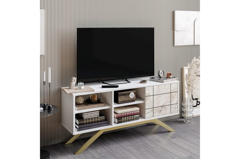Einbeck Tv-bänk 130 cm - Vit/Guld - Möbler - Tv-möbler & mediamöbler - TV-bänk & mediabänk