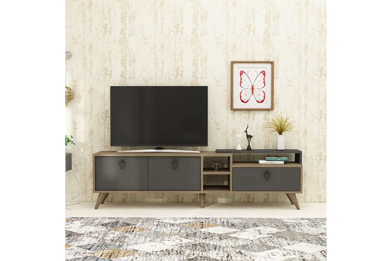 Elkef Tv-bänk 183 cm - Valnöt/Antracit - Möbler - Tv möbel & mediamöbel - TV bänk & mediabänk