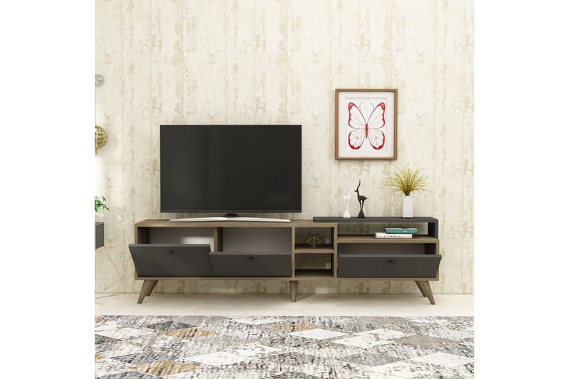 Elkef Tv-bänk 183 cm - Valnöt/Antracit - Möbler - Tv möbel & mediamöbel - TV bänk & mediabänk