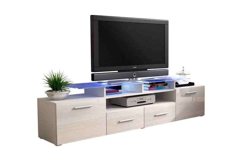 Evora TV-bänk 194x39x39 cm LED-belysning - Beige/Grå/Vit - Möbler - Tv-möbler & mediamöbler - TV-bänk & mediabänk