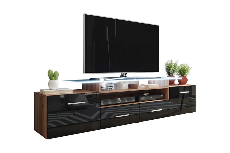 Evora TV-bänk 39x194 cm LED-belysning - Svart Högglans - Möbler - Tv möbel & mediamöbel - TV bänk & mediabänk