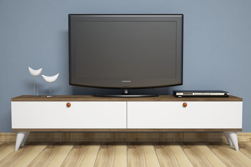 Gersby TV-Bänk 160 cm - Vit/Brun - Möbler - Tv möbel & mediamöbel - TV bänk & mediabänk