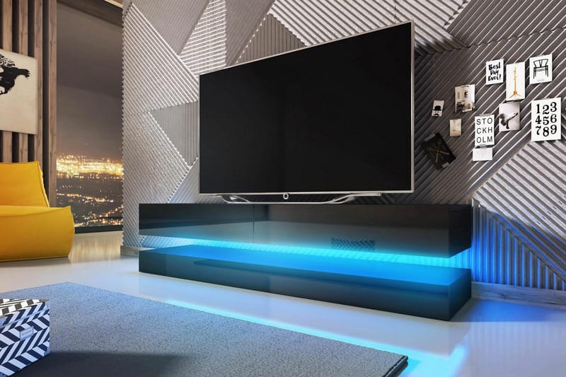 Hamilton TV-Bänk 140 cm med LED-belysning - Svart - Möbler - Tv-möbler & mediamöbler - TV-bänk & mediabänk