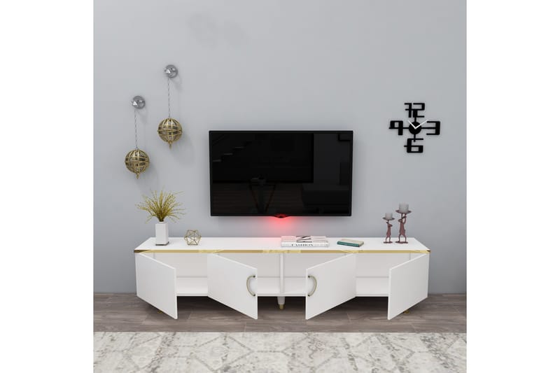 Hammamet Tv-bänk 150 cm - Vit/Guld - Möbler - Tv möbel & mediamöbel - TV bänk & mediabänk