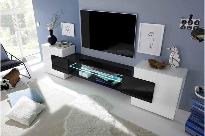 Incastro TV-bänk 258 cm - Vit/Svart - Möbler - Tv-möbler & mediamöbler - TV-bänk & mediabänk