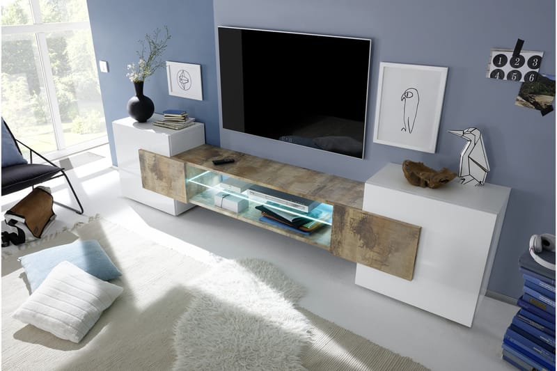 Incastro TV-bänk 258 cm - Vit/Trä - Möbler - Tv möbel & mediamöbel - TV-möbelset