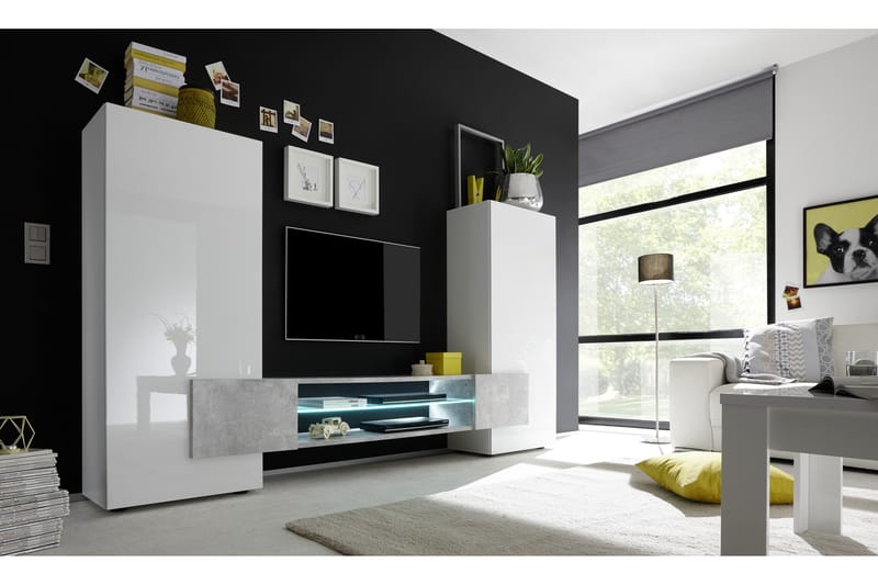 Incastro TV-möbel 258 cm - Vit/Betong - Möbler - Tv möbel & mediamöbel - TV bänk & mediabänk