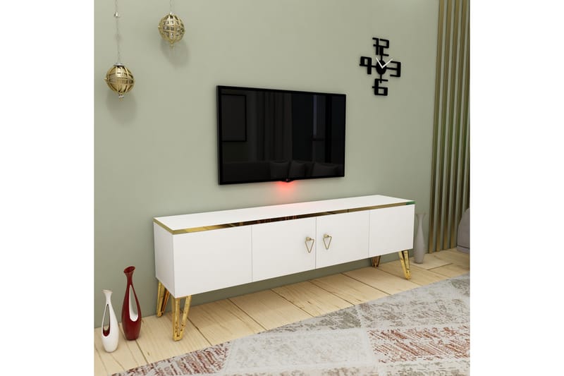 Ingang Tv-bänk 150 cm - Vit/Guld - Möbler - Tv möbel & mediamöbel - TV bänk & mediabänk