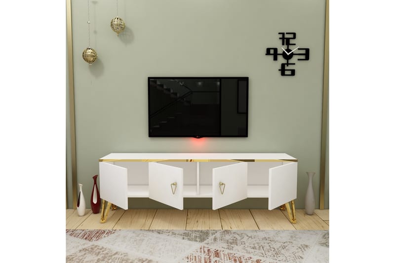 Ingang Tv-bänk 150 cm - Vit/Guld - Möbler - Tv möbel & mediamöbel - TV bänk & mediabänk