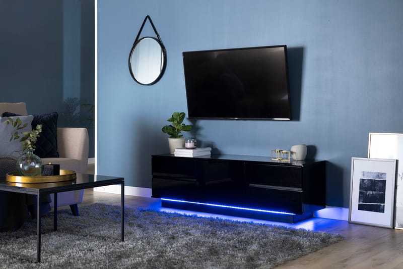 Jugansbo Tv-Bänk 158 cm LED-Belysning - Svart - Möbler - Tv möbel & mediamöbel - TV bänk & mediabänk
