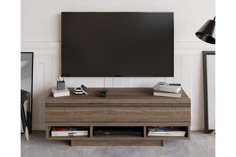 Kandaol Tv-bänk 120 cm 2 Hyllor - Mörkbrun - Möbler - Tv möbel & mediamöbel - TV bänk & mediabänk