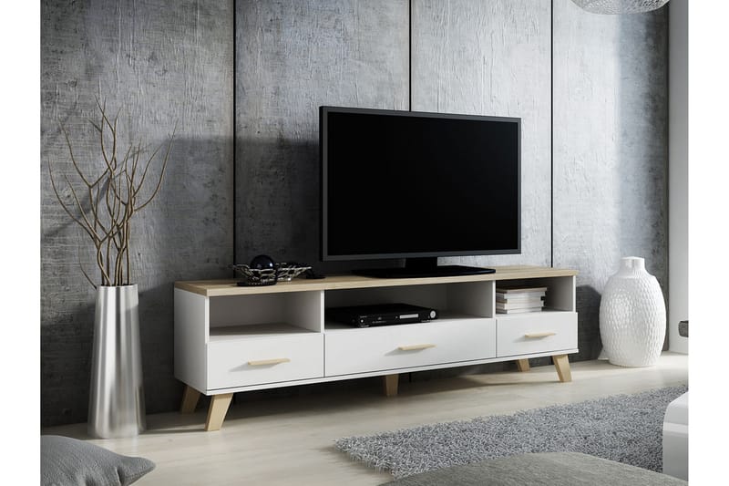 Kardos TV-bänk 180 cm - Vit/Ek - Möbler - Tv möbel & mediamöbel - TV bänk & mediabänk