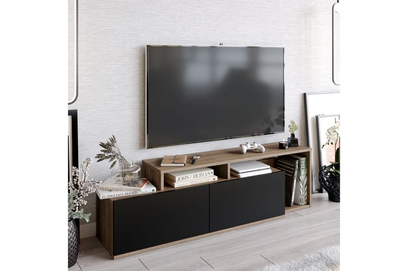 Lameyze Tv-bänk 150 cm - Mörkbrun/Svart - Möbler - Tv möbel & mediamöbel - TV bänk & mediabänk