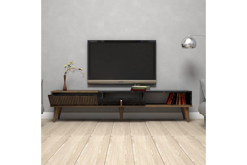 Lissione Tv-bänk 180 cm - Mörkbrun/Svart - Möbler - Tv-möbler & mediamöbler - TV-bänk & mediabänk