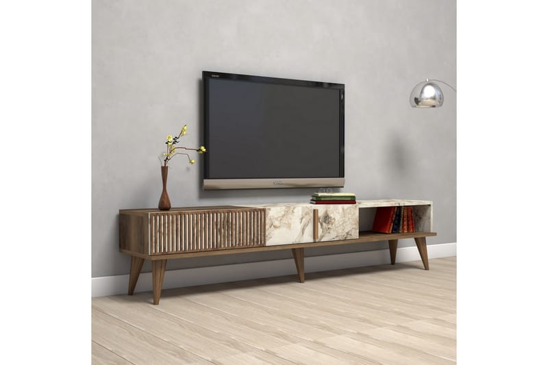 Lissione Tv-bänk 180 cm - Mörkbrun/Vit - Möbler - Tv möbel & mediamöbel - TV bänk & mediabänk