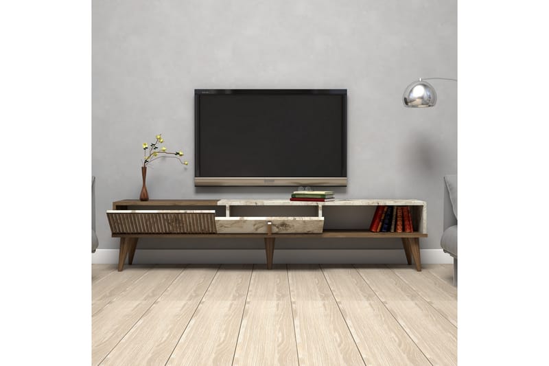 Lissione Tv-bänk 180 cm - Mörkbrun/Vit - Möbler - Tv-möbler & mediamöbler - TV-bänk & mediabänk