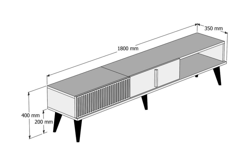 Lissione Tv-bänk 180 cm - Mörkbrun/Vit - Möbler - Tv-möbler & mediamöbler - TV-bänk & mediabänk