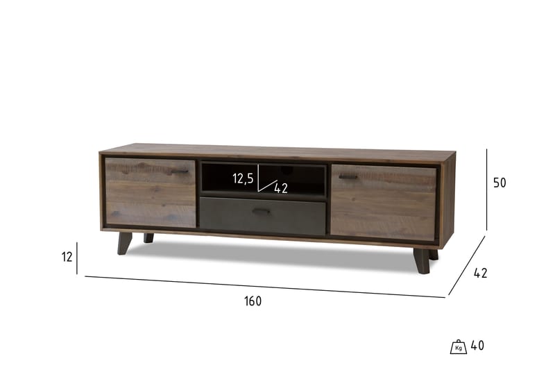 Malaga TV-bänk 160 cm - Brun/Silver - Möbler - Tv-möbler & mediamöbler - TV-bänk & mediabänk