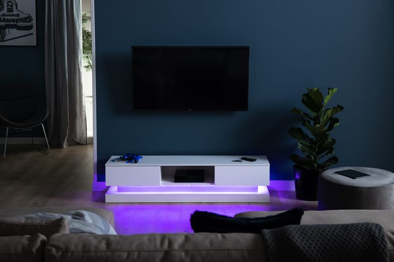 Mattila TV-Bänk 150 cm med LED-belysning - Vit - Möbler - Tv möbel & mediamöbel - TV bänk & mediabänk