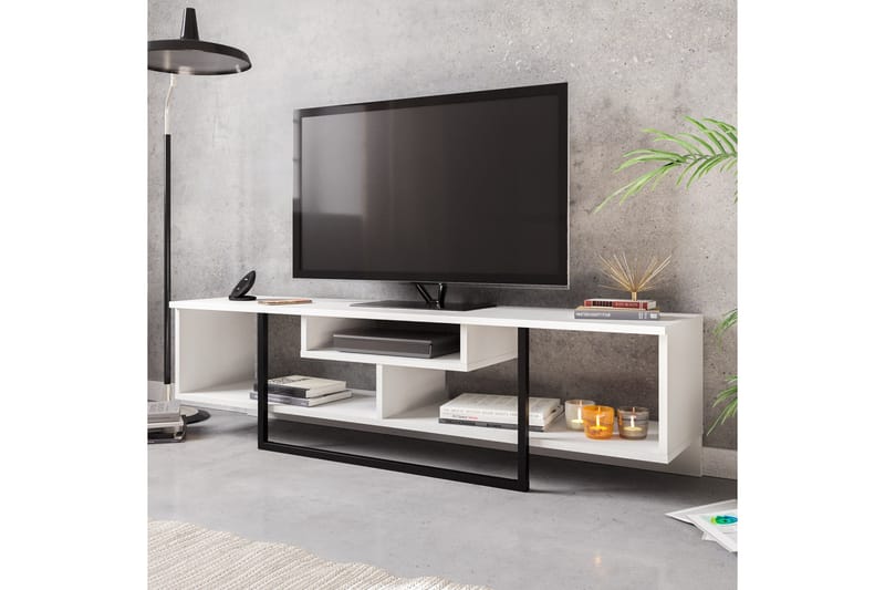 Naftali TV-Bänk 149 cm - Vit|Svart - Möbler - Tv möbel & mediamöbel - TV bänk & mediabänk