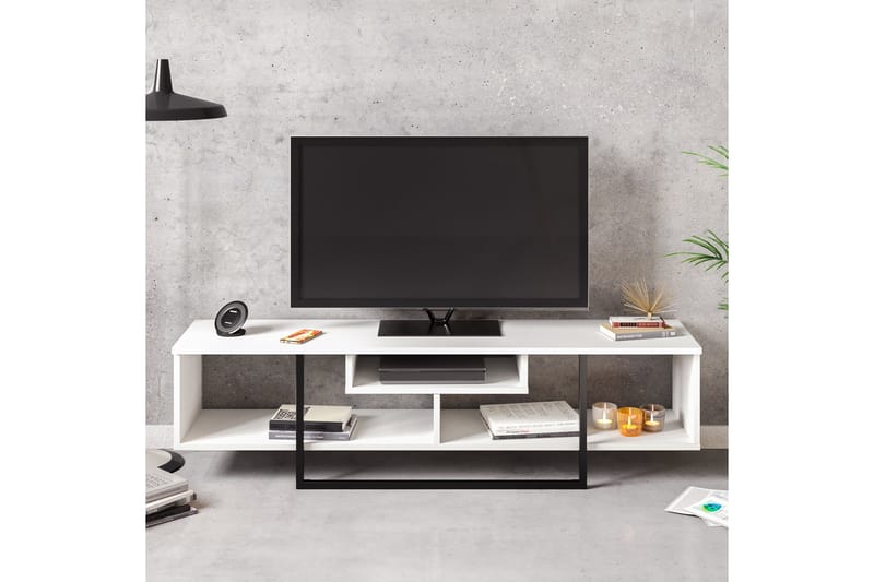 Naftali TV-Bänk 149 cm - Vit|Svart - Möbler - Tv möbel & mediamöbel - TV bänk & mediabänk