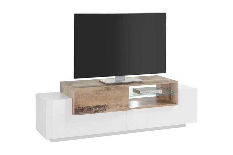 Newcoro Tv-bänk 160 cm - Vit/Natur/Lönnfärg - Möbler - Tv möbel & mediamöbel - TV bänk & mediabänk