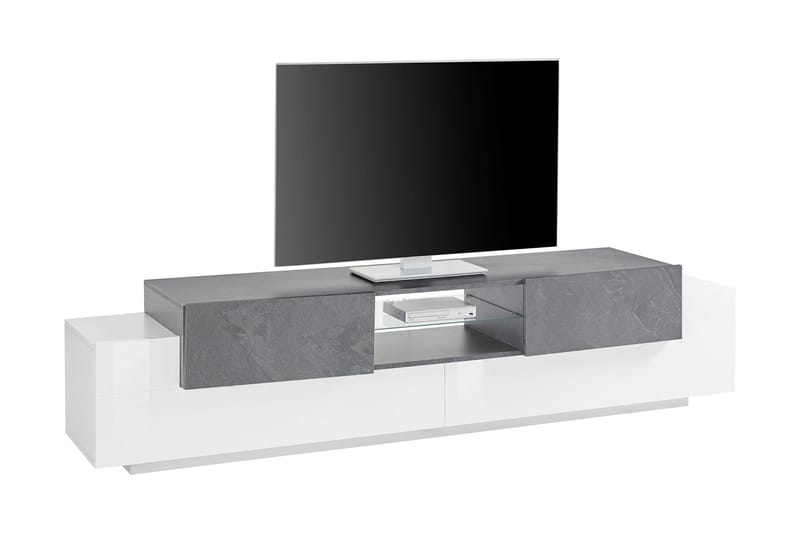 Newcoro Tv-bänk 220 cm - Vit/Natur/Lönnfärg - Möbler - Tv möbel & mediamöbel - TV bänk & mediabänk