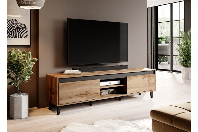 Nodiya II Tv-bänk 170x38x48 cm - Ekfärg/Antracit - Möbler - Tv-möbler & mediamöbler - TV-bänk & mediabänk