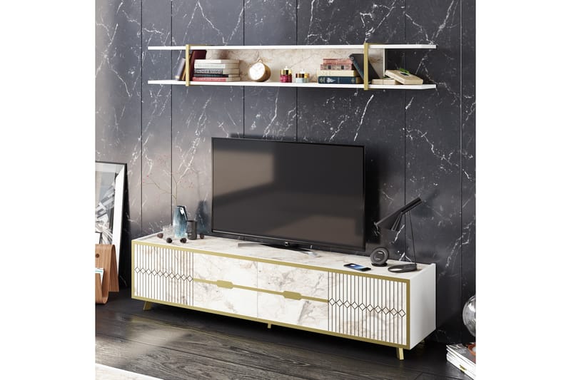 Ocotla Tv-bänk 180 cm - Vit - Möbler - Tv-möbler & mediamöbler - TV-bänk & mediabänk