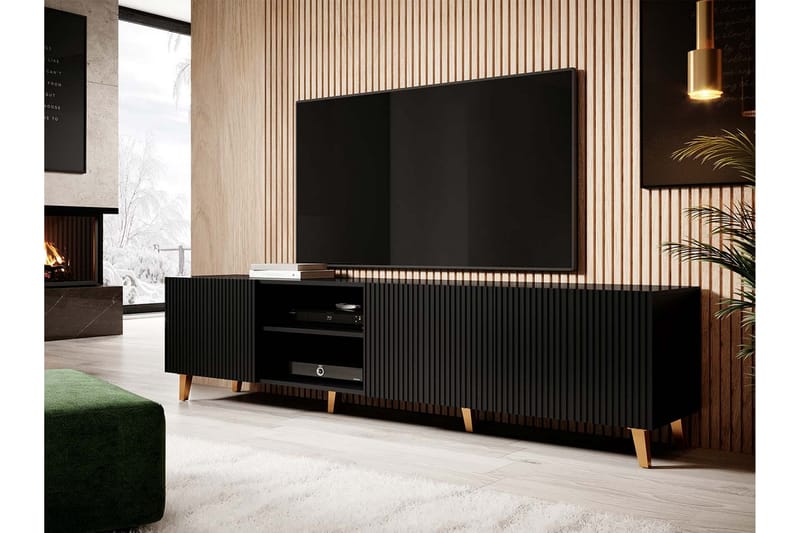Pafos Tv-bänk 40x52x200 cm - Svart - Möbler - Tv möbel & mediamöbel - TV bänk & mediabänk