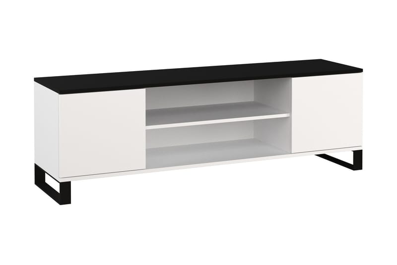 Petralia Tv-bänk 155 cm med 2 Dörrar - Vit/Svart/Metall - Möbler - Tv möbel & mediamöbel - TV bänk & mediabänk