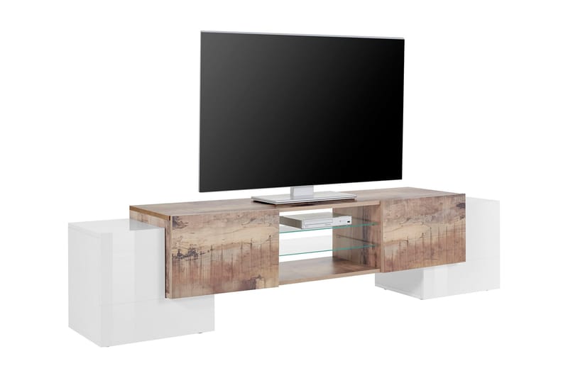 Pillona Tv-bänk 190 cm - Vit/Natur/Lönnfärg - Möbler - Tv möbel & mediamöbel - TV bänk & mediabänk