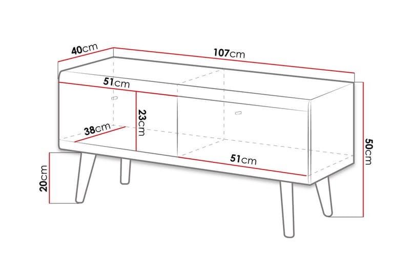 Primo TV-bänk 107x40x50 cm - Beige/Brun/Vit - Möbler - Tv möbel & mediamöbel - TV bänk & mediabänk