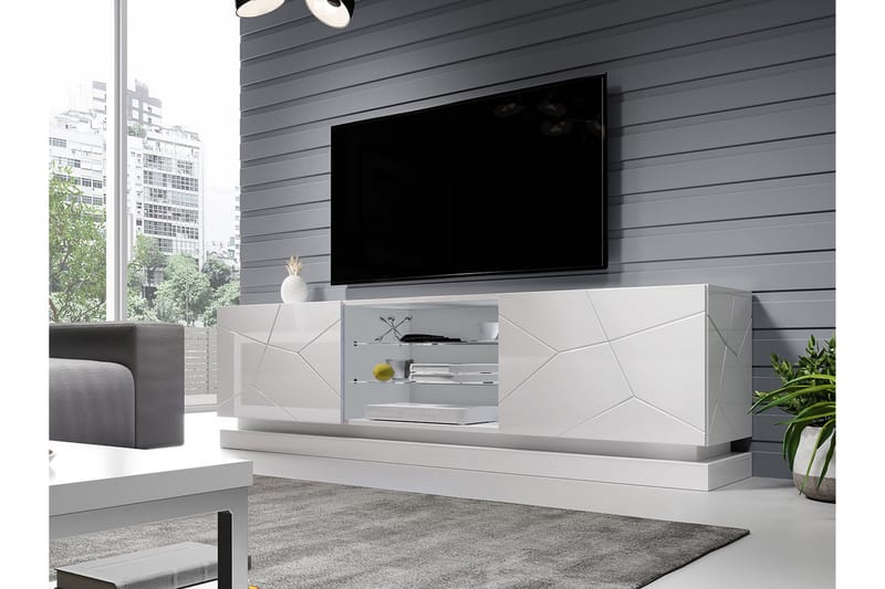 Qiu TV-bänk 40x200 cm - Vit/Högglans - Förvaring - Förvaringsmöbler - Sideboard & skänk