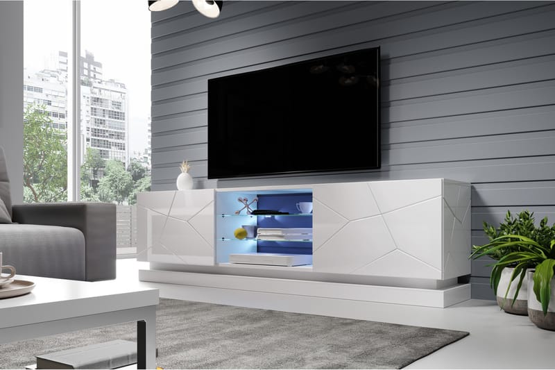 Qiuna Tv-bänk 200x42x57 cm - Vit Högglans - Möbler - Tv möbel & mediamöbel - TV bänk & mediabänk