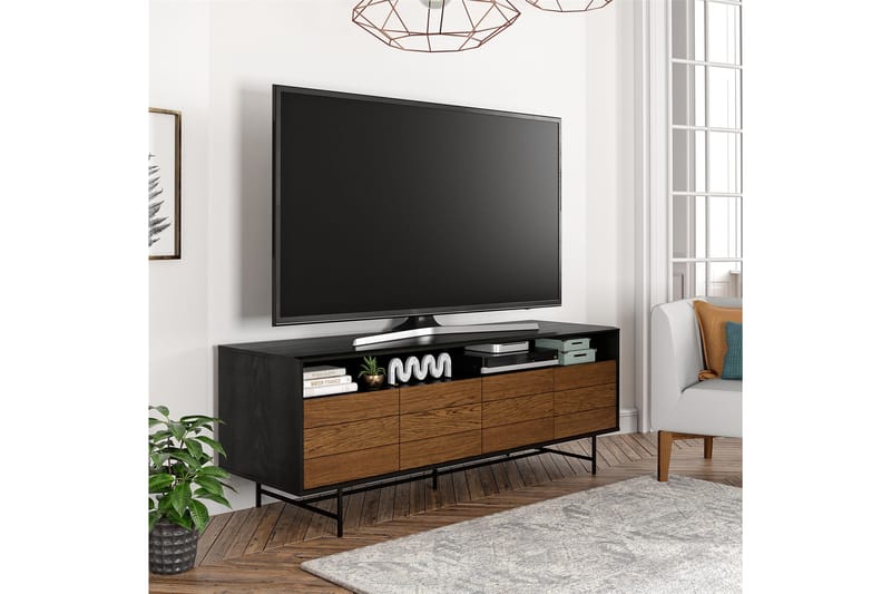 Reznor Tv-bänk 157,5x49,5 cm Svart/Brun - Dorel Home - Möbler - Tv möbel & mediamöbel - TV bänk & mediabänk