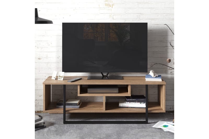 Sholly TV-Bänk 119 cm - Valnöt|Svart - Möbler - Tv möbel & mediamöbel - TV bänk & mediabänk