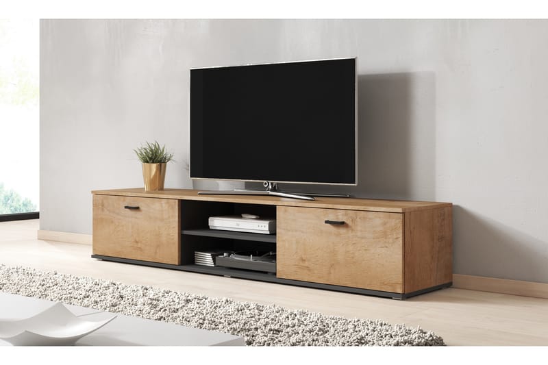 Sohna Tv-bänk 180x43x37 cm - Trä/Brun/Svart - Möbler - Tv möbel & mediamöbel - TV bänk & mediabänk