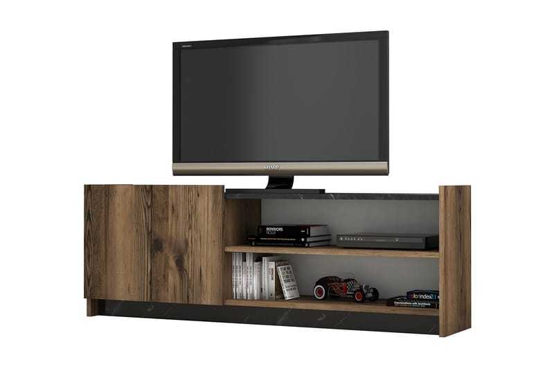 Solemne Tv-bänk 142 cm - Mörkbrun/Svart/Natur - Möbler - Tv möbel & mediamöbel - TV bänk & mediabänk