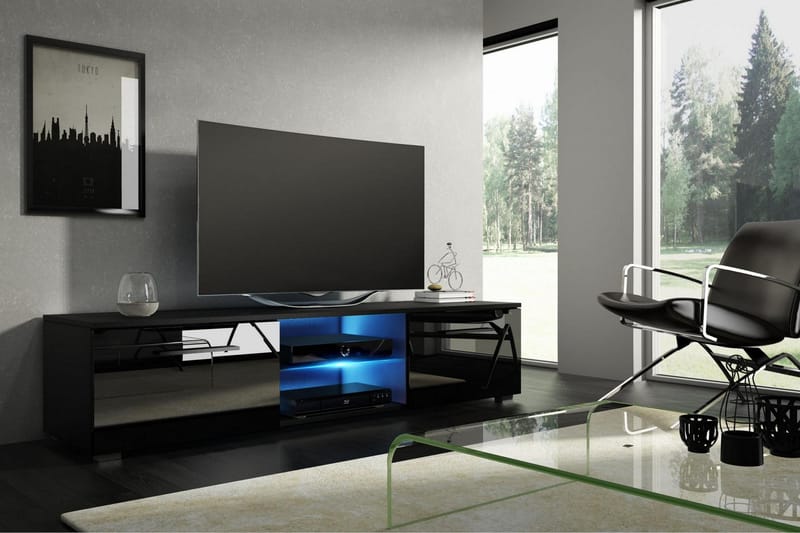 Storsjö TV-Bänk 140 cm med LED-belysning - Svart - Möbler - Tv-möbler & mediamöbler - TV-bänk & mediabänk