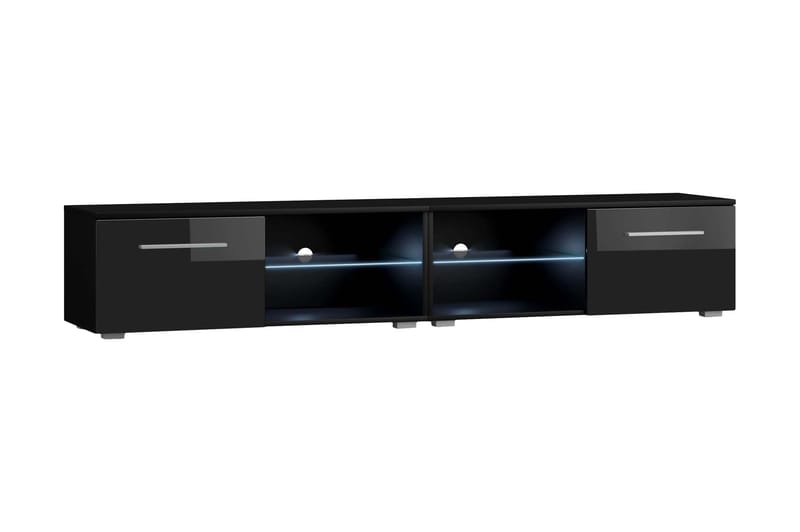 Storsjö TV-Bänk 200 cm med LED-belysning - Svart - Förvaring - Skåp - Vitrinskåp