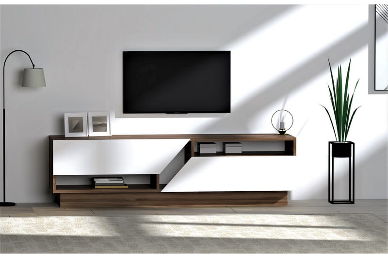 Thimaria Tv-bänk 160 cm - Mörkbrun/Vit - Möbler - Tv möbel & mediamöbel - TV bänk & mediabänk
