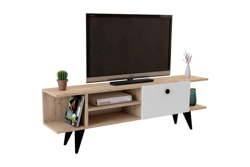 Tv-bänk 120 cm - Natur/Vit - Möbler - Tv möbel & mediamöbel - TV bänk & mediabänk