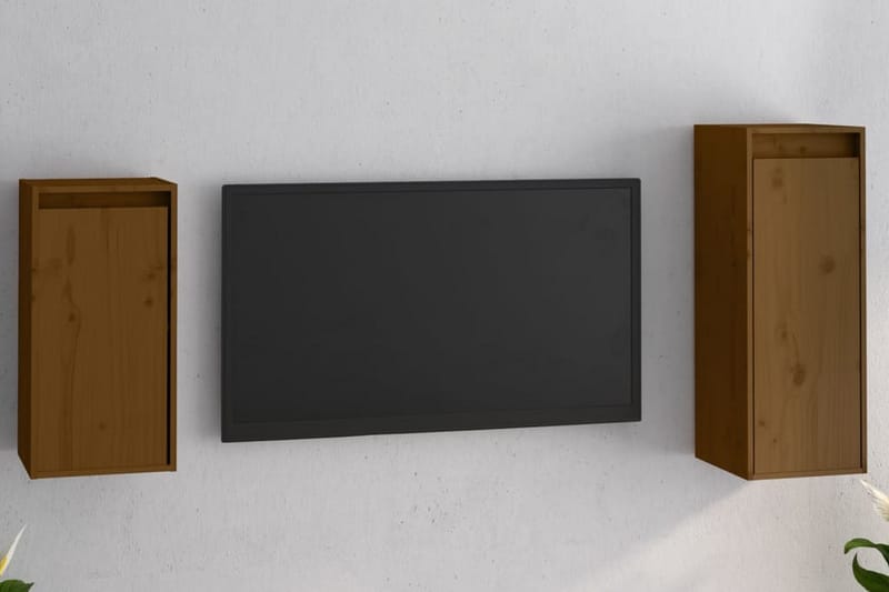 Tv-bänk 2 st honungsbrun massiv furu - Brun - Möbler - Tv möbel & mediamöbel - TV bänk & mediabänk