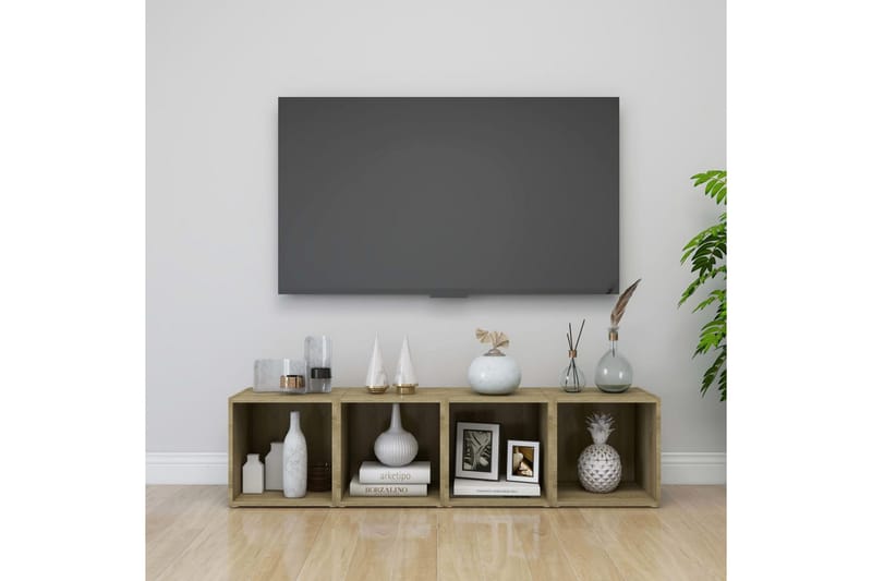 TV-bänk 2 st sonoma-ek 37x35x37 cm spånskiva - Brun - Möbler - Tv möbel & mediamöbel - TV bänk & mediabänk