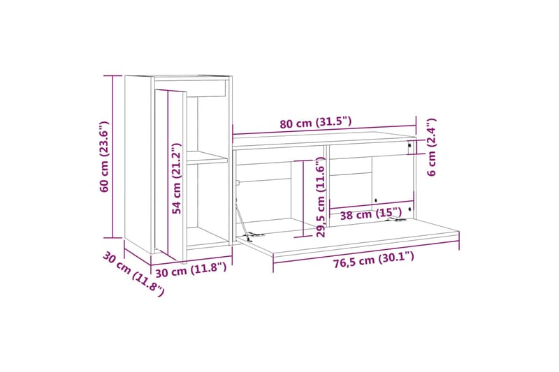Tv-bänk 2 st vit massiv furu - Vit - Möbler - Tv möbel & mediamöbel - TV bänk & mediabänk