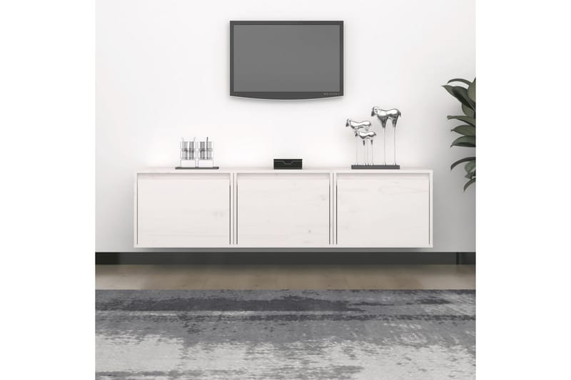 Tv-bänk 3 st vit massiv furu - Vit - Möbler - Tv möbel & mediamöbel - TV bänk & mediabänk