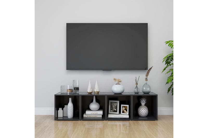 TV-bänk 4 st grå 37x35x37 cm spånskiva - Grå - Möbler - Tv möbel & mediamöbel - TV bänk & mediabänk