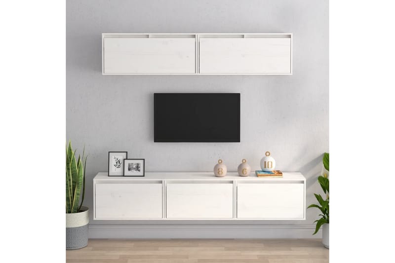 Tv-bänk 5 st vit massiv furu - Vit - Möbler - Tv möbel & mediamöbel - TV bänk & mediabänk