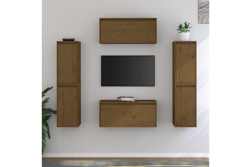 Tv-bänk 6 st honungsbrun massiv furu - Brun - Möbler - Tv möbel & mediamöbel - TV bänk & mediabänk